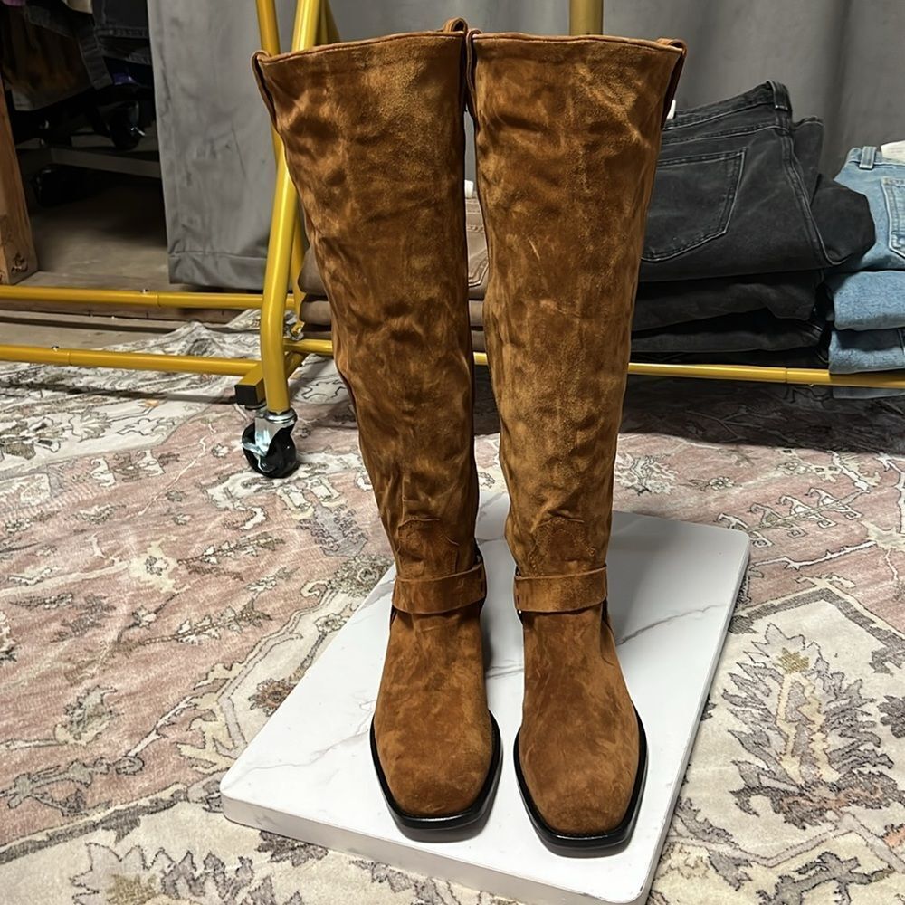 Free People Lockhart Harness Tall Boots in Brown Suede - Picture 7 of 9